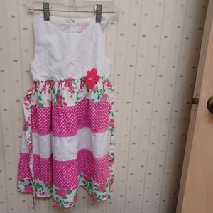 Sophie Fae White Pink floral tiered eyelet dress kids girls 5